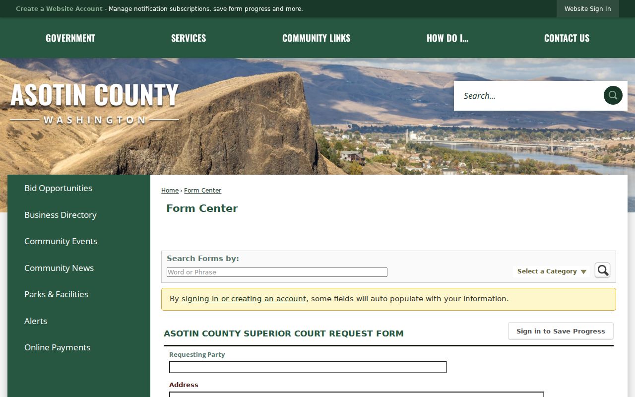 Asotin County criminal court document and audio request