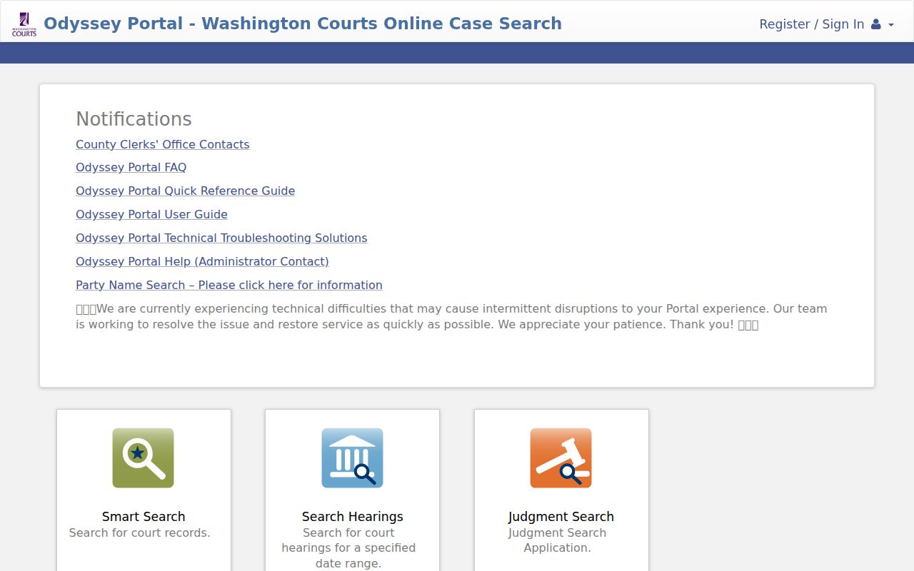 Asotin County criminal court case Odyssey Smart Search