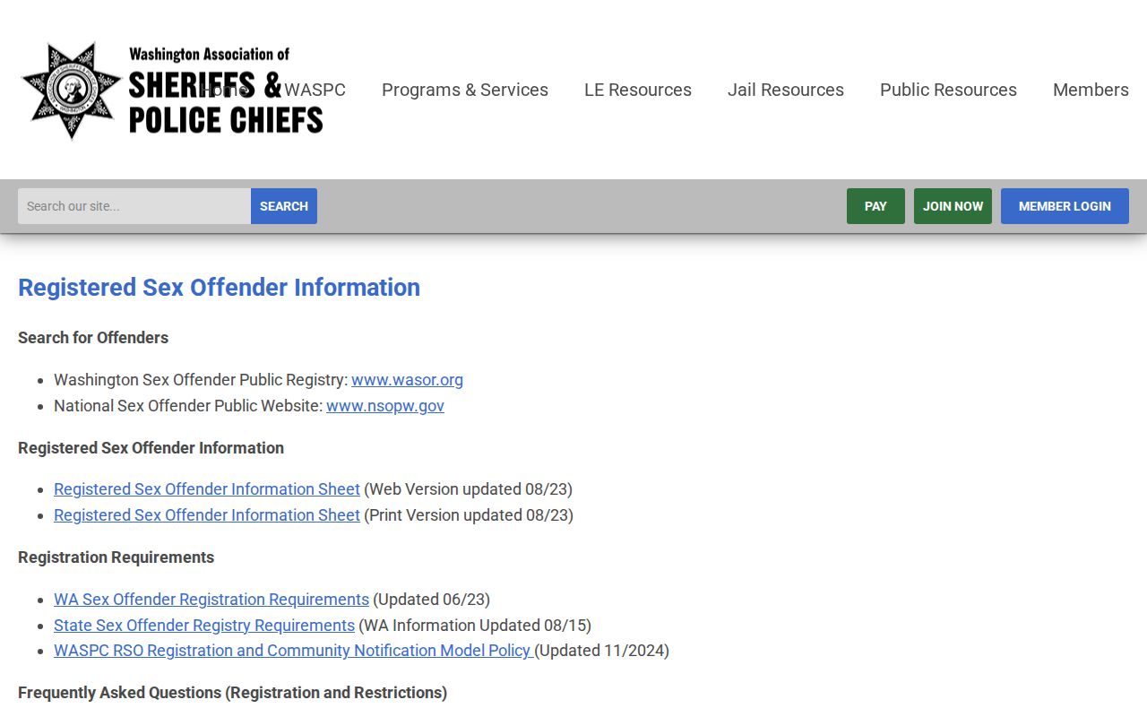 Asotin County sex offender registry information and address alerts